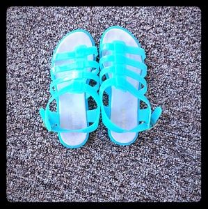 Women's teal Bamboo jelly sandals